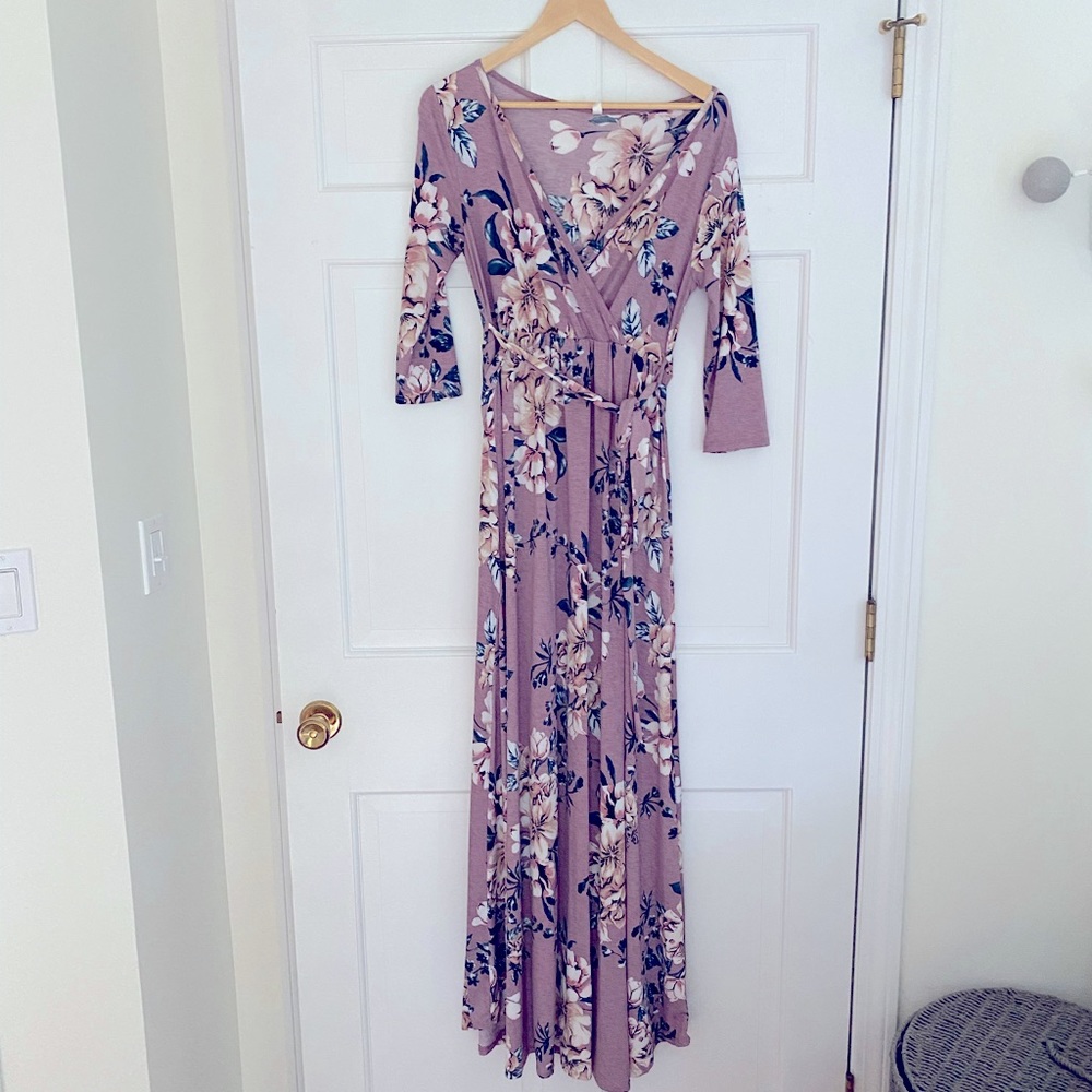 Pink Blush Maternity floral Wrap Dress